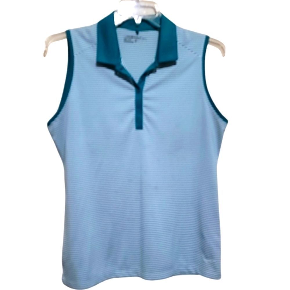 NikeâGolf Women's Sleeveless Green and White Stripe Shirt Size XLarge